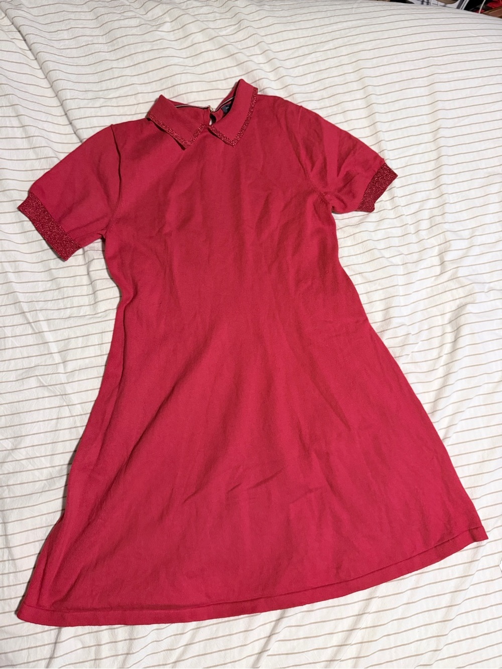 Tommy Hilfiger Red polo Short-Sleeve Collared A-Line Dress size Large